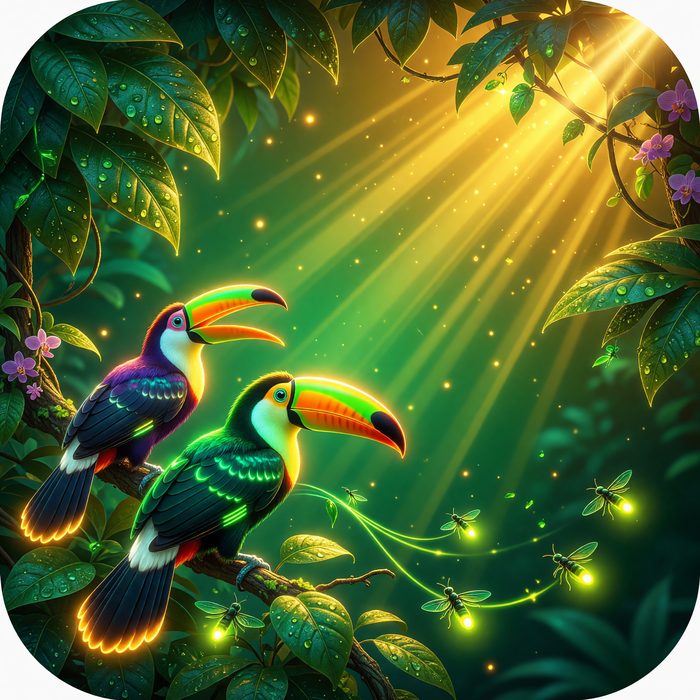 Canopy Gold Rush slot game art, rainforest theme