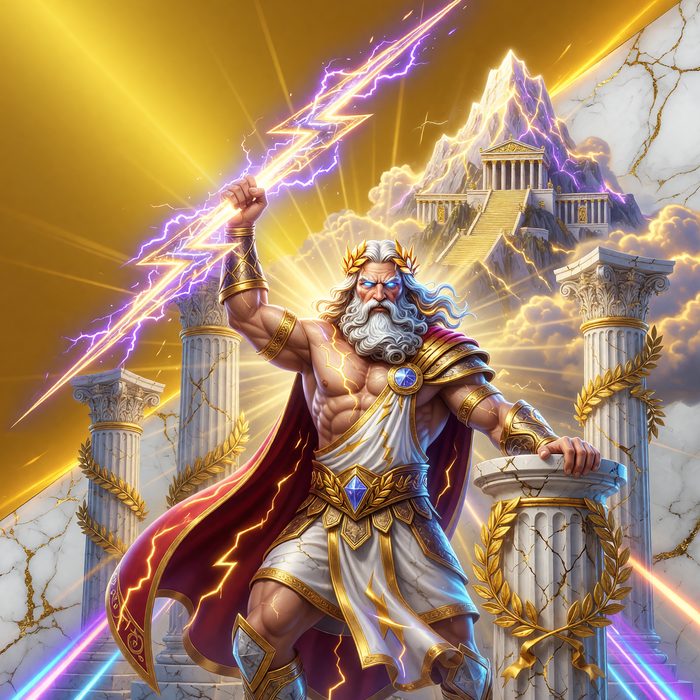 Zeus's Thunder Vault slot game art, mythology theme