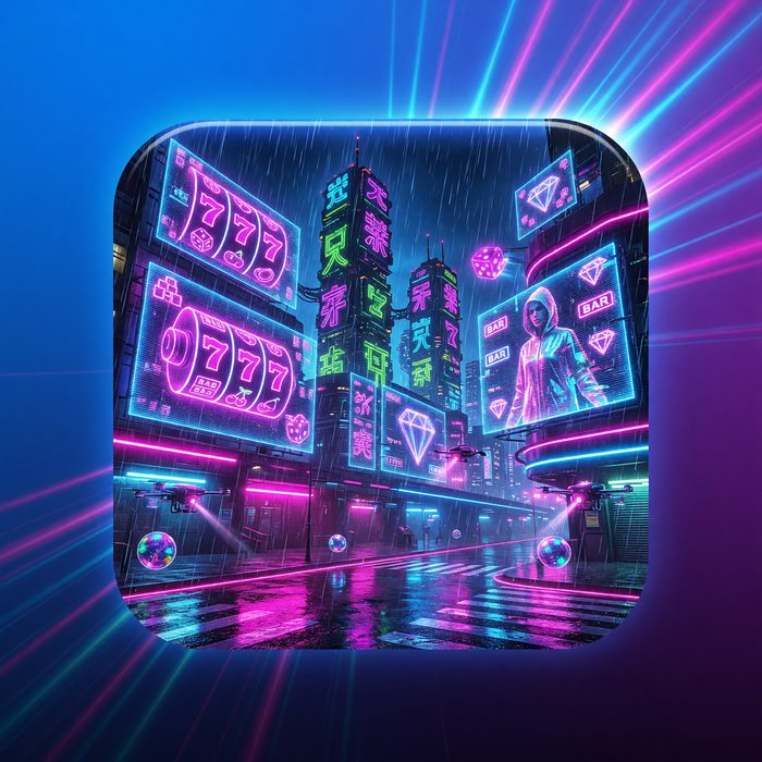 Neon District 9 slot game art, cyberpunk theme