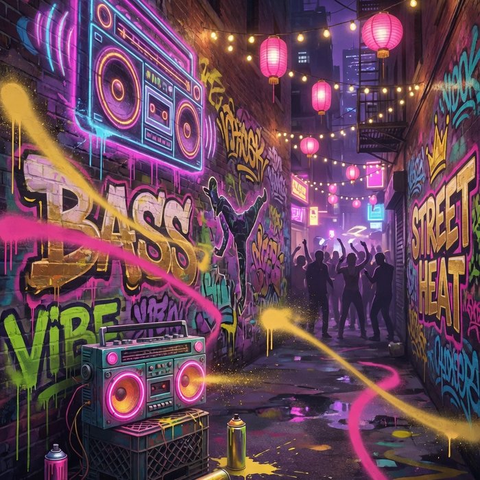 Block Party Bonanza slot game art, urban street-art theme