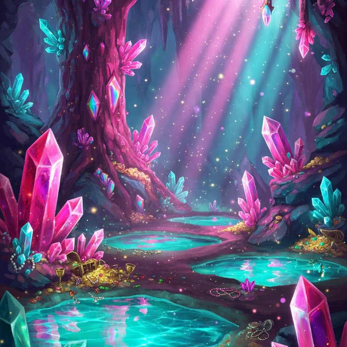 Crystal Cavern Riches slot game art, gemstone fantasy theme