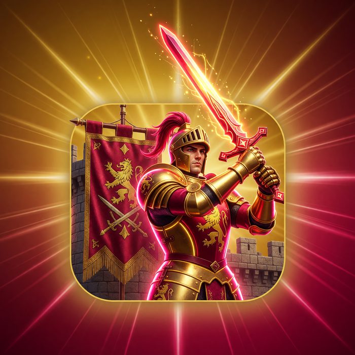 Knight's Golden Quest slot game art, medieval theme